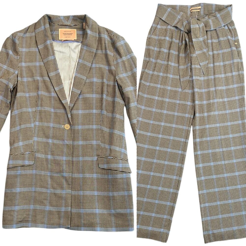 Scotch & Soda Maison Scotch Women's Plaid Pant Suit Blazer M Pants L